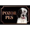 Anglický seter - Kovová tabuľka POZOR PES
