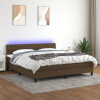 zahrada-XL Posteľ boxsping s matracom a LED tmavohnedá 160x200 cm látka 3133408