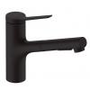 Hansgrohe Zesis M33 drezová/kuchynská batéria 150 s vyťahovacou sprškou Čierna matná HG 74800670