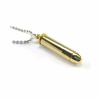 Náhrdelník s nábojom .357 Magnum a koženým remienkom - zlatý