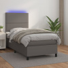 Box spring postel s matrací a LED šedá 100x200 cm umělá kůže Šedá 3135871
