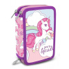EUROSWAN Třípatrový plný penál Jednorožec Polyester, 20x13x6 cm