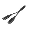 PS Zástrčka adaptéra typ C-2x zásuvka typu C (nabíjanie + audio), čierna.