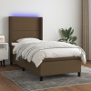 Box spring postel s matrací a LED tmavě hnědá 90x200 cm textil 3138208