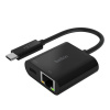 Belkin USB-C adaptér s Gigabit Ethernetom RJ45 + 60W napájanie, čierna INC001btBK