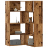 Rohová knihovna 4patrová old wood 85x85x140 cm kompozitní dřevo Hnědá 3307817