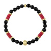 Manoki Náramek Teresa - černý onyx, přírodní červený korál BA1076GR Černá 16 cm