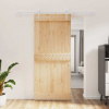 Posuvné dveře s kováním 90 x 210 cm masivní borové dřevo Hnědá 3203029