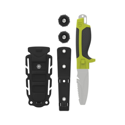 Potápačský nôž s pevnou čepeľou Tanu Dive Gear Aid® – Sivá čepeľ, Zelená svetlá