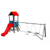 Playground System DETSKÉ IHRISKÁ - zostava so šmýkačkou a dvojhojdačkou 4U129K-10 celokovová