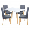 IDEA nábytok Jedálenský stôl UNO 120x80 biely + 4 stoličky PRIMA sivá/svetlé nohy