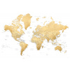 Plagát, Obraz - Gold world map with cities, Rossie, Blursbyai, 40 × 26.7 cm