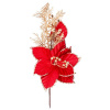 Vetvička MagicHome Vianoce, s kvetom poinsettia, červeno-zlatá, 31 cm