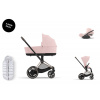 Cybex Platinum CYBEX e-Priam Travel Set + Cloud T Plus i-Size + Platinum Winter Footmuff peach pink 2025 rose gold
