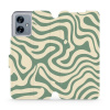 Flipové pouzdro Mobiwear - Motorola Moto G54 5G / Moto G54 5G Power Edition - VA57S Zelené a béžové zkrouceniny (Knížkové flip pouzdro, obal, kryt na mobil Motorola Moto G54 5G / Moto G54 5G Power Edi