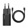 Nabíjačka univerzálna Baseus 20W PD čierna + USB-C kábel - Lightning 1m (TZCCSUP-B01)