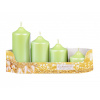 Sviečky adventné STUPŇOVITÉ perleťové d4,5x5/7/9/11cm 4ks
