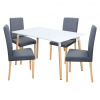 IDEA nábytok Jedálenský stôl UNO 140x90 biely + 4 stoličky PRIMA sivá/svetlé nohy