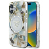 Guess IML Metal Glitter Flowers Triangle MagSafe Kryt pre iPhone 16 – biely KF2346525