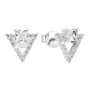 Strieborné náušnice pecka so zirkónom biely trojuholník 11150.1