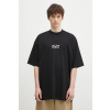 Bavlnené tričko VETEMENTS Oval Logo Oversized čierna farba, s potlačou, UA66TR605BW