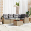zahrada-XL Súprava záhradných pohoviek s vankúšom 6 pcs Béžová polyratan 3347455