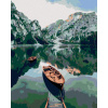 Maľovanie podľa čísel – Pramica na jazere v horách, 40 × 50 cm, napnuté plátno na rám 8596530003731