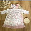 Šaty s tylovým lemom dl. rukáv, Kvety višní, Mamatti, smotanovo/púdrové, veľ. 92 Mamatti 5904399078037
