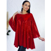 Dámska flitrovaná tunika alebo šaty aj pre moletky - červená - XL/XXL
