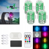 LED Stroboskopické svetlá 4ks do auta, dronu, bicykla, motorky + Diaľkové ovládanie