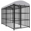 vidaXL Vonkajšia voliéra pre psy so strechou 300x150x210 cm - Čierna - 165932-100302