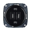 Porcelánová USB zásuvka Bohemia-Design K1-2USBAX-BL 2x USB-A čierna (bez rámčeka)