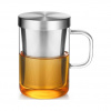 Skleněný šálek se sítkem, nerezový 500ml - Ecooe (Šálek na čaj z borosilikátového skla 500ml - Ecooe)