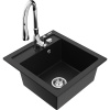 Mexen Vito granitový drez 1-komorový s kuchynskou batériou Savita, čierny - 6503-77-672601-00