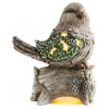 MagicHome Dekorácia Sýkorka na kmeni 9 LED 3xAAA keramika 22x21,50x40 cm