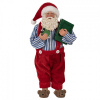 Clayre & Eef Vianočné dekorácie otec Santa Claus v papučkách a laclíkoch - 13*10*27 cm - Clayre & Eef