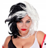 DÁMSKA PAROCHŇA CRUELLA ČARODEJNICA ČIERNA BIELA HALLOWEEN