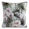 Obliečka na vankúš VELVET 45x45 cm s paspulkou - orchidey a palmové listy