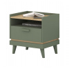Bývaj s nami SK, KENDY nočný stolík 1S, tlmená zelená/dub LTD