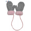 YO! Zimné detské rukavice s kožušinou - šnúrkou YO - sivá/ružová kožušina, vel. 110
