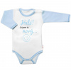 Body dlhý rukáv s vtipným textom Baby Nellys, Haló! Ja jsem tu nový, veľ. 62, chalan 86 (12-18m)