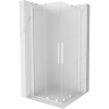 Mexen Velar Duo, sprchový kút s posuvnými dverami 80 x 80 cm, 8mm sklo námraza, biela matná, 871-080-080-32-20