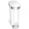 Simplehuman pedálový odpadkový kôš, 40 l, biely plast, oválny, s nerez krytom vrecka CW1392