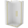 Mexen Velar Duo posuvný sprchový kút 100 x 90 cm, námraza, zlatá kefovaná - 871-100-090-32-55