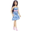 Mattel Barbie Modelka - modré šaty s motýlikmi