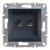 Schneider Electric Asfora Dátová zásuvka, 2× RJ45, termoplast, antracit, EPH4400171