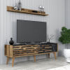 TV skrinka / Obývacia stena Valensiya 140 - Walnut, Black, Marble