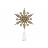 ŠPIČKA NA VIANOČNÝ STROMČEK TRBLIETAVÁ ZLATÁ SNEHOVÁ VLOČKA DEKORÁCIA VIANOČNÁ 3X14X23