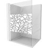 Mexen Kioto+ L, sprchová zástena Walk-In s poličkou a vešiakom 120 x 200 cm, 8mm číre sklo biely vzor, biely profil, 800-120-123-20-85