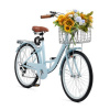 26-palcový bicykel Cruiser Bike 7-Speed Light Blue Beach Bike s košom